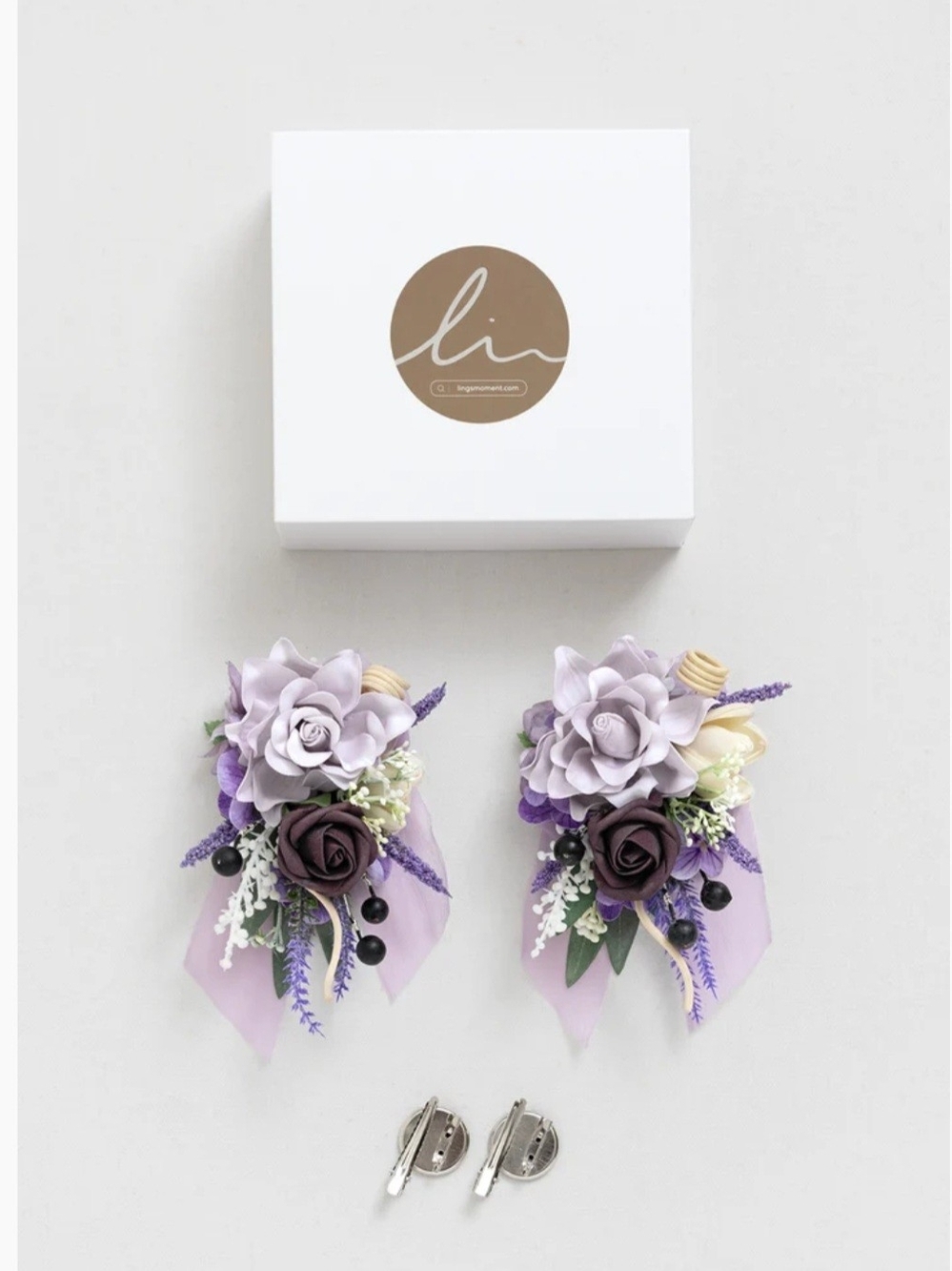 Set Of 2 | Lavender Floral Corsage  - Ling's Moment